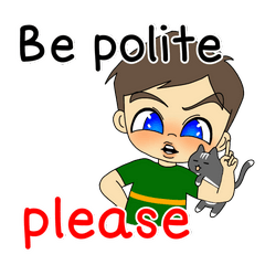 A boy and a lazy cat : polite boy ENG