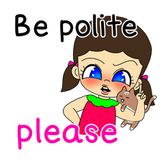 A girl and a lazy cat : polite girl ENG