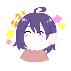 マスクの女の子(紫)