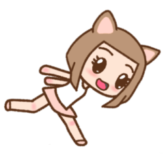 Clumsy-chibi cat girl - BIG STICKER
