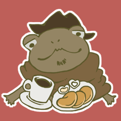 Frog that loves pancake and coffee
