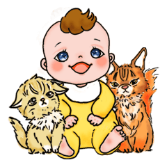 Talkative Baby & cats