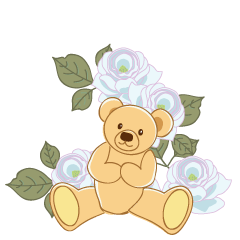 Flower and teddy bear