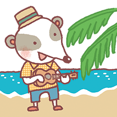 A badger playing ukulele Sticker