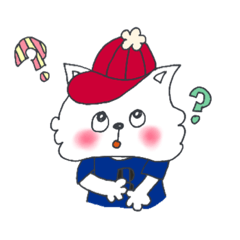 赤いキャップの白猫B②