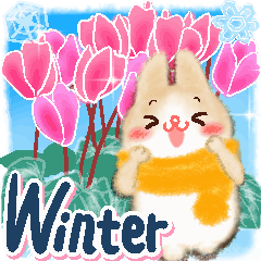 Stickers with rabbits and winter pattern