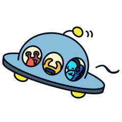 Happy colorful aliens