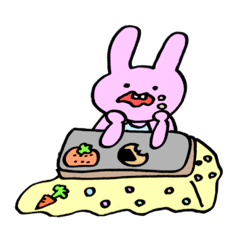 A Lazy Rabbit with a napkin