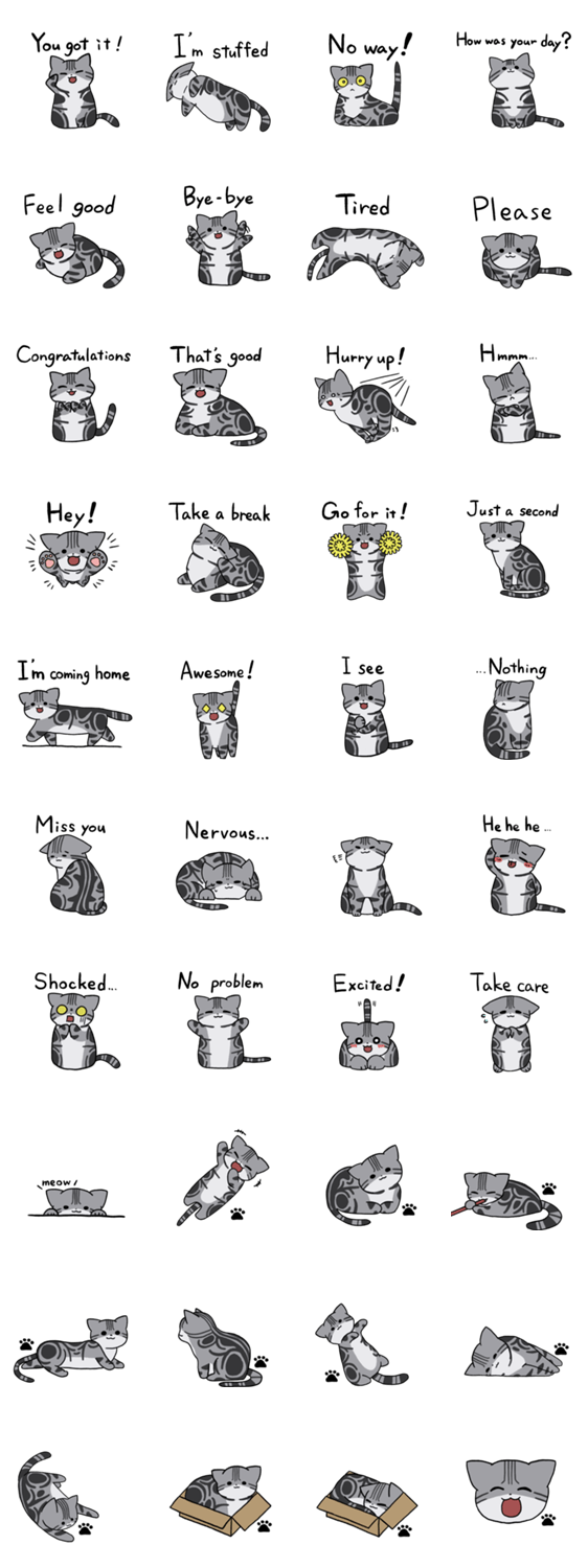 アメリカンショートヘアにゃんこ 英語 2 Lineクリエイターズスタンプ Stamplist