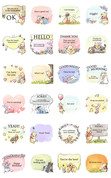 Winnie the Pooh Message Stickers
