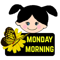 Little girl with flowers and butterfly