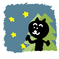 黒猫の動くスタンプ【冬スタンプ特集】