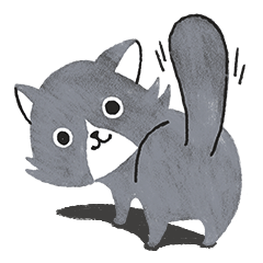 Meow greeting -Tuxedo gray cat-