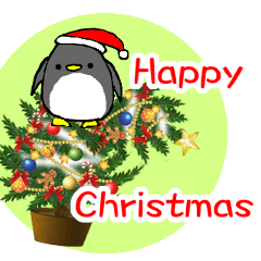 happy Christmas of a pretty penguin