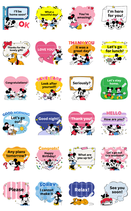 Mickey and Minnie Message Stickers