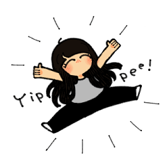 Black hair long hair person sticker