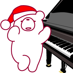 Christmas is celebrated. Pianist bear.