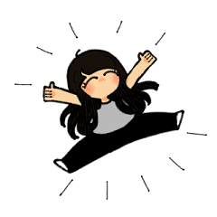 Black long hair person sticker