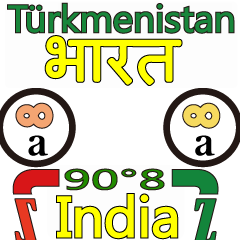 90 degrees 8 Turkmenistan .India