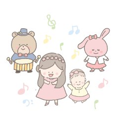 Music bear rabbit girl baby