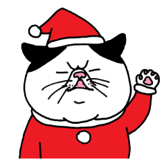 Kansai dialect chubby cat Xmas sticker