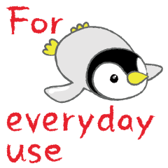 Cheerful penguin's sticker in English