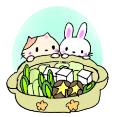 Cute cat and rabbit Sticker