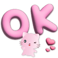 3D big font-Q pink cat-super practical