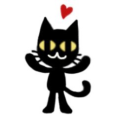 Moving space-saving black cat stamp