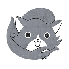 Meow moving greeting -Tuxedo gray cat-