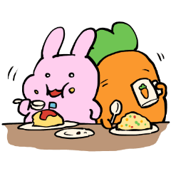 Rabbit and yummy friend