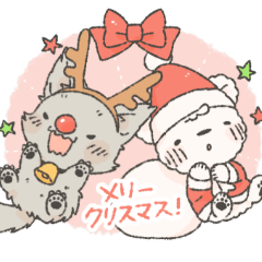 Christmas sticker of bear,cat and wolf.