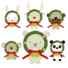 Christmas wreath animals