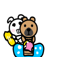 Gentle bear and toothy rabbit