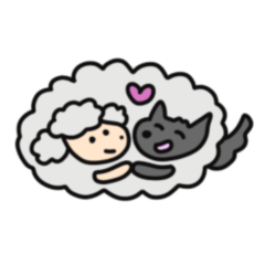 Wolf dog and sheep