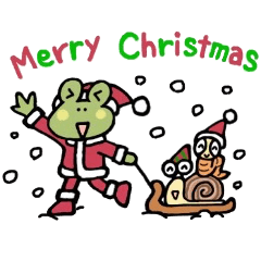Christmas sticker of Mr. pleasant frog