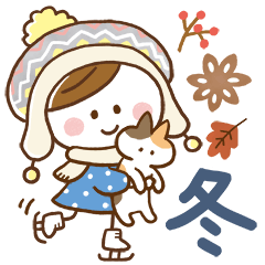 Girl pattern winter sticker.