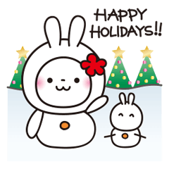 Happy Holidays!! cute White Rabbit