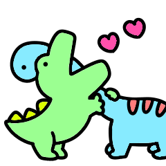 Affectionate moving mini dinosaurs