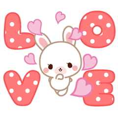 Big character sticker of Love bunnies