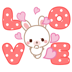 Big character sticker of Love bunnies