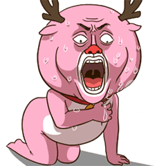 Funny Pink Reindeer Animated