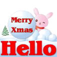 可愛粉粉兔聖誔節和新年快樂特效貼圖