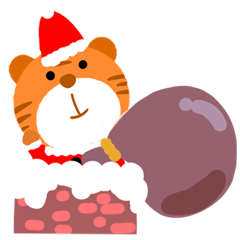 Little tiger santa sends christmas