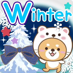 Shiba dog winter&newyear sticker english