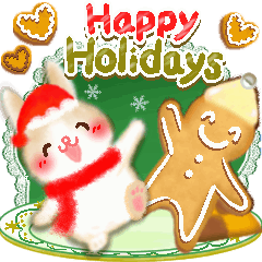 Rabbits and happy holidays pattern
