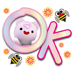 Pink happy-Heart Mimi word stickers 1-03