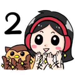 Wearing a headset girl and owl 2