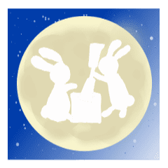 Moving moon and rabbit