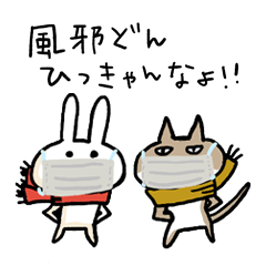 Funny cat and bunny in KAGOSHIMA winter